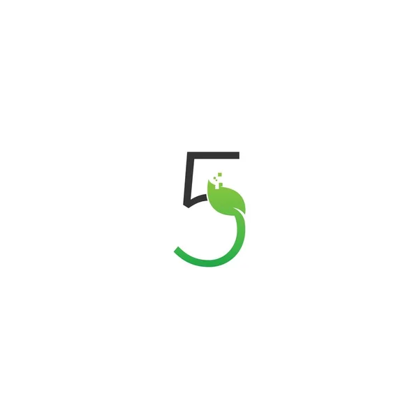Nummer Logo Blad Digitaal Icoon Ontwerp Concept Vector — Stockvector