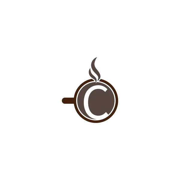 コーヒーカップアイコンデザインレターCロゴコンセプトテンプレート — ストックベクタ
