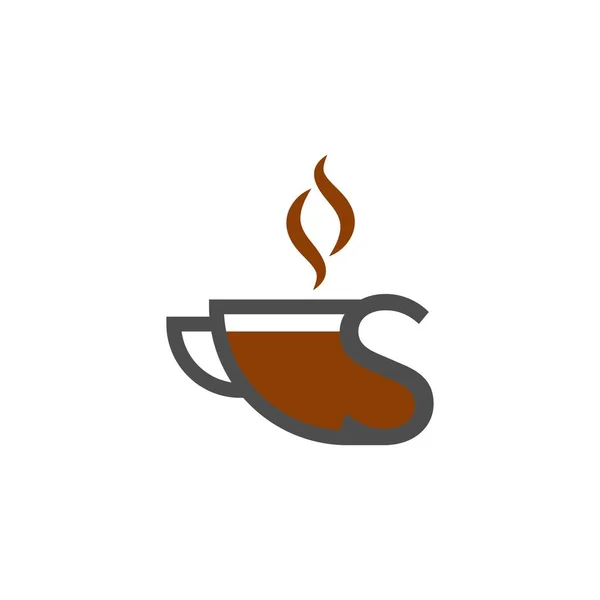 コーヒーカップアイコンデザインレターSロゴコンセプトテンプレート — ストックベクタ