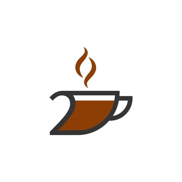 Copo Café Ícone Design Número Logotipo Conceito Modelo — Vetor de Stock