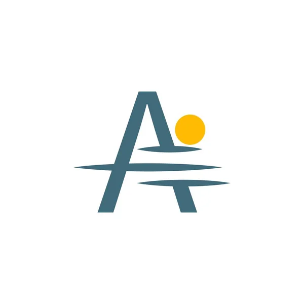 Icono Logotipo Letra Con Ilustración Diseño Icono Puesta Sol — Vector de stock