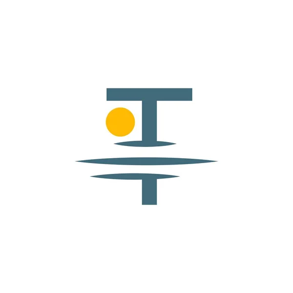 Ikona Logo Litera Ikoną Zachodzącego Słońca — Wektor stockowy