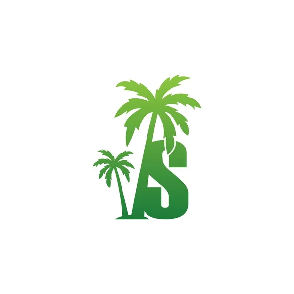 Harfi Logosu Hindistan Cevizi Ağacı Ikonu Tasarım Vektörü Çizimi — Stok Vektör