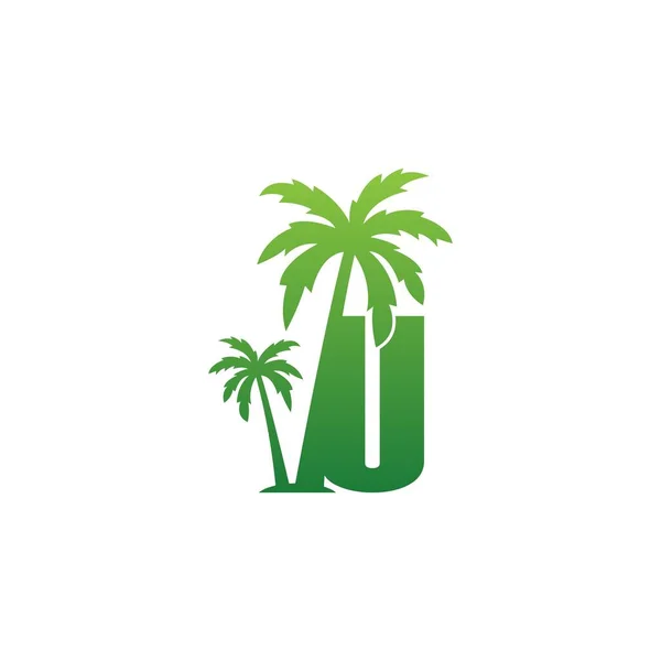 Harfi Logosu Hindistan Cevizi Ağacı Ikonu Tasarım Vektörü Çizimi — Stok Vektör