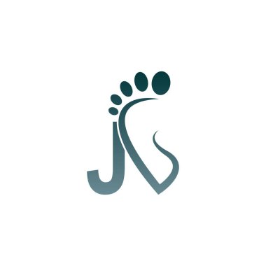 J harfi simgesi logosu ayak izi simgesi tasarım şablonu ile birleştirildi