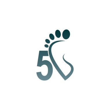 5 numaralı simge logosu ayak izi simgesi tasarım şablonu ile birleştirildi