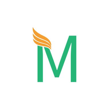 Kanat simgesi tasarım illüstrasyonlu M harfi logosu