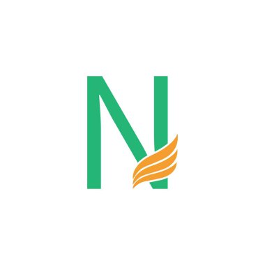 Kanat simgesi tasarım illüstrasyonlu N harfi logosu