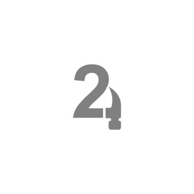 2 numara ve çekiç kombinasyonu logo tasarımı vektörü