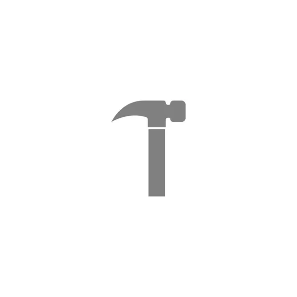 手紙Iとハンマーの組み合わせアイコンのロゴデザインベクトル — ストックベクタ