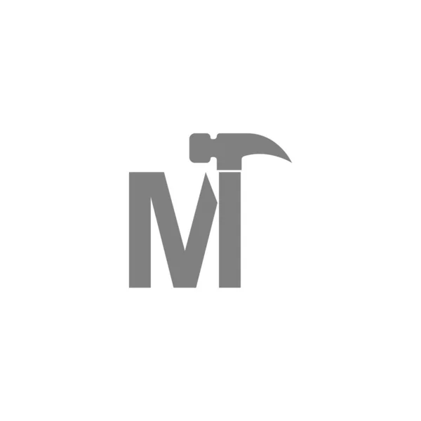 Carta Martelo Combinação Ícone Logotipo Vetor Design — Vetor de Stock