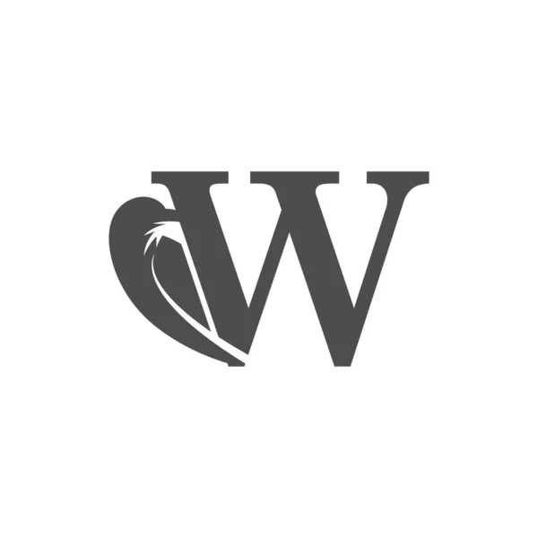 字母W和乌鸦组合图标标志设计矢量 — 图库矢量图片