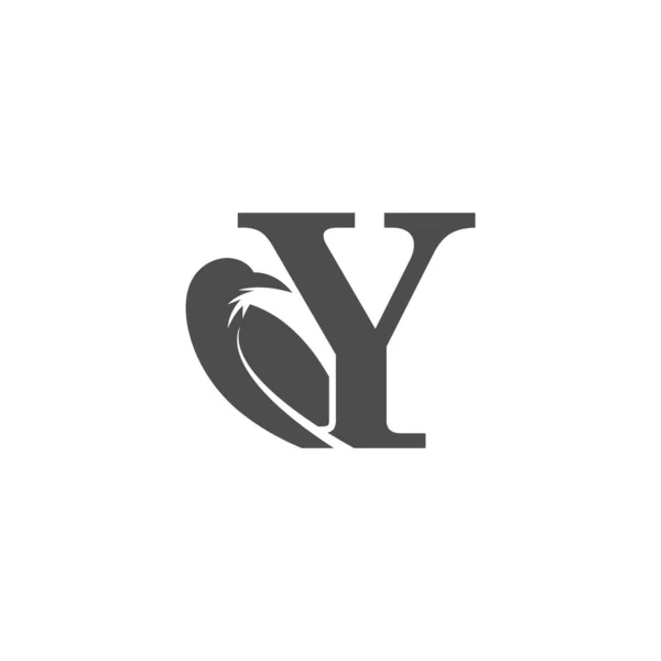 文字Yとカラスの組み合わせアイコンのロゴデザインベクトル — ストックベクタ