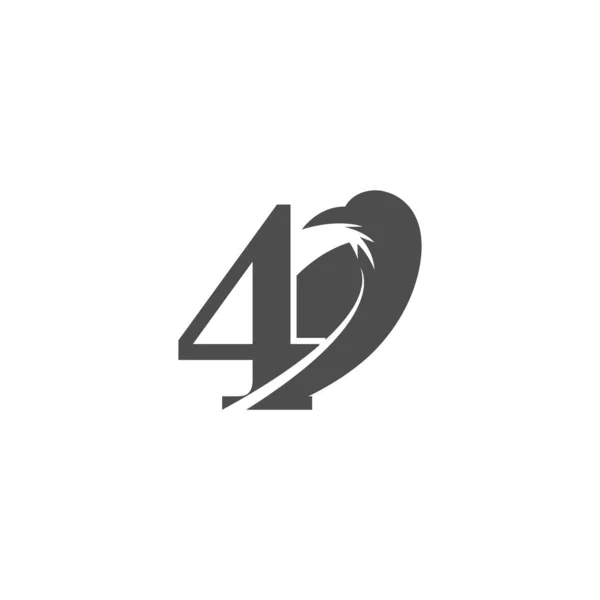 Number Crow Combination Icon Logo Design Vector — Stock Vector