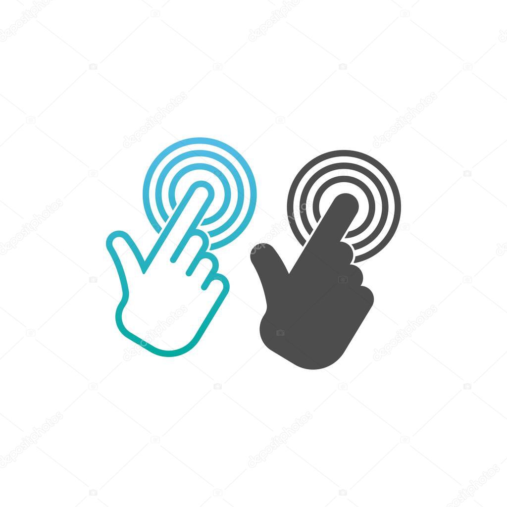 Digital hand touch technology logo icon design vector