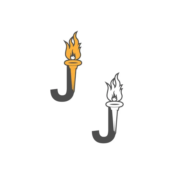 Λογότυπο Εικονιδίου Του Γράμματος Συνδυασμό Απεικόνιση Σχεδίασης Εικονιδίου Πυρσού — Διανυσματικό Αρχείο