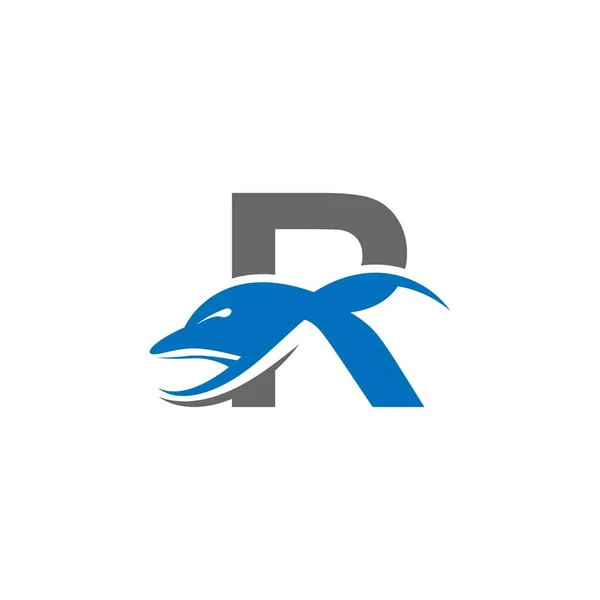 Dolphin Letter Logo Icon Design Concept Vector Template Illustration —  Vetores de Stock