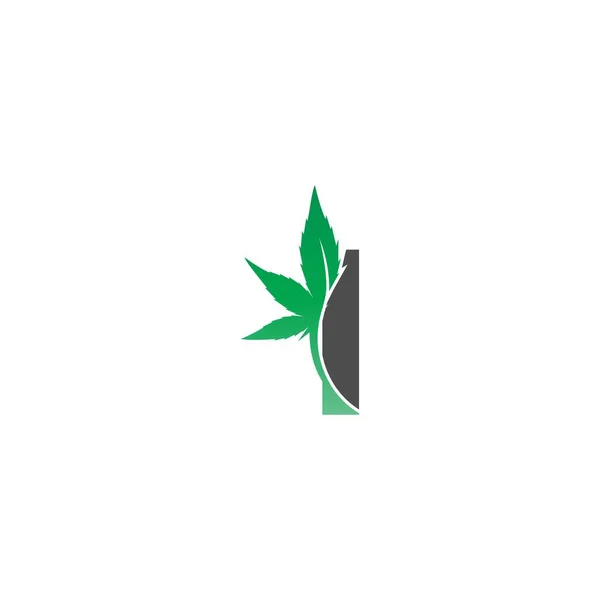 Icône Logo Lettre Avec Illustration Vectorielle Conception Feuille Cannabis — Image vectorielle