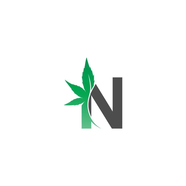 Icône Logo Lettre Avec Illustration Vectorielle Conception Feuille Cannabis — Image vectorielle