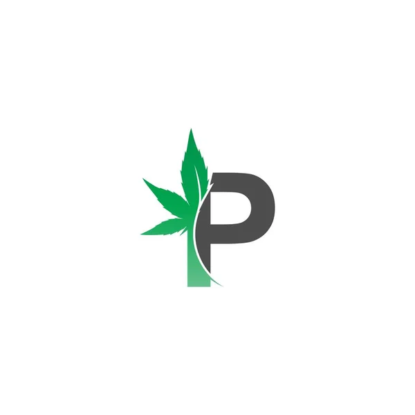 Letra Icono Del Logotipo Con Diseño Hoja Cannabis Vector Ilustración — Vector de stock