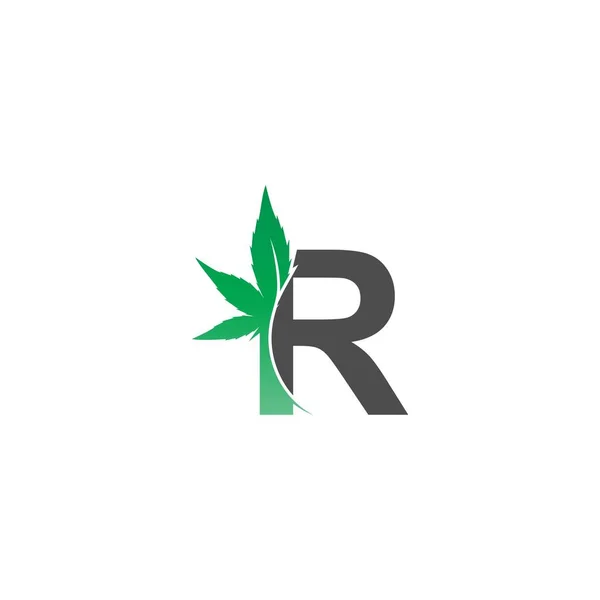Ícone Logotipo Letra Com Ilustração Vetor Projeto Folha Cannabis —  Vetores de Stock