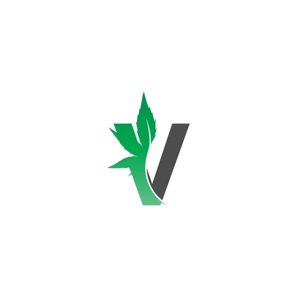 字母V图标与大麻叶设计矢量插图 — 图库矢量图片