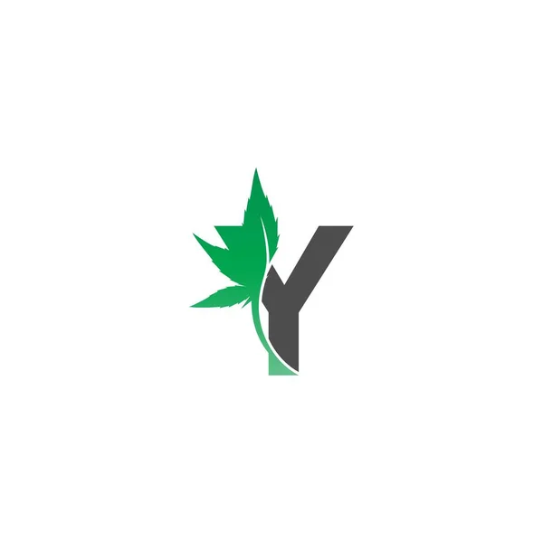 Kenevir Yaprağı Tasarım Vektörü Illüstrasyonlu Harfi Logo Simgesi — Stok Vektör