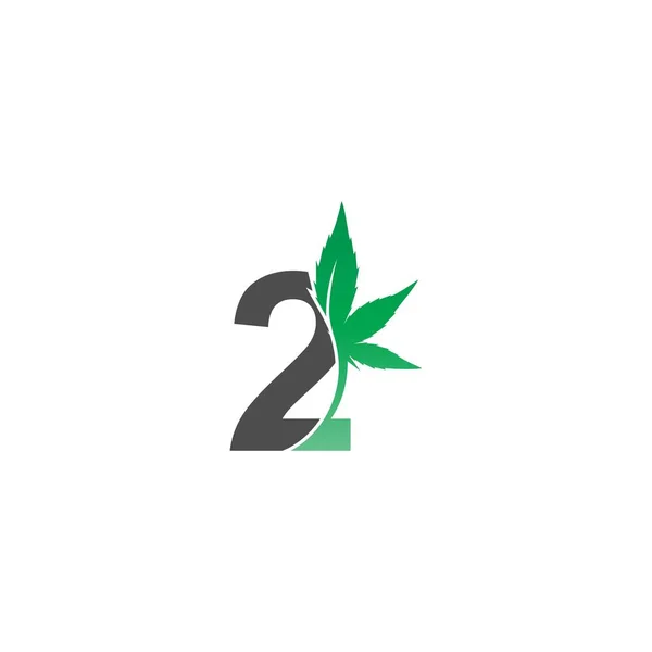 Második Logó Ikon Kannabisz Levél Design Vektor Illusztráció — Stock Vector