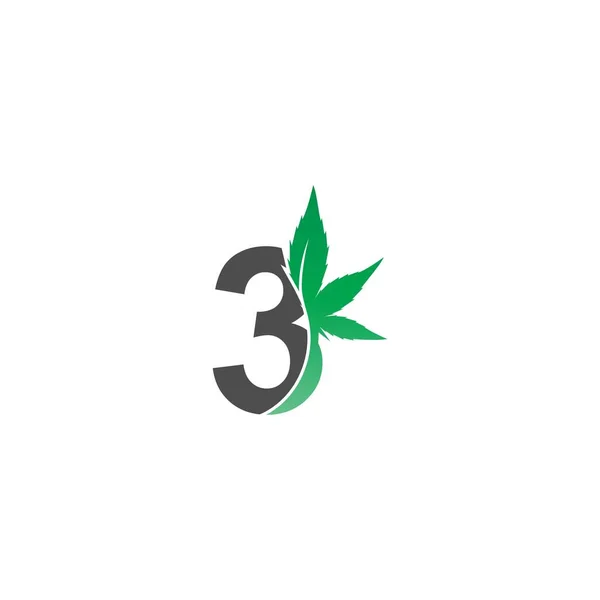 Nummer Logo Icoon Met Cannabis Blad Ontwerp Vector Illustratie — Stockvector