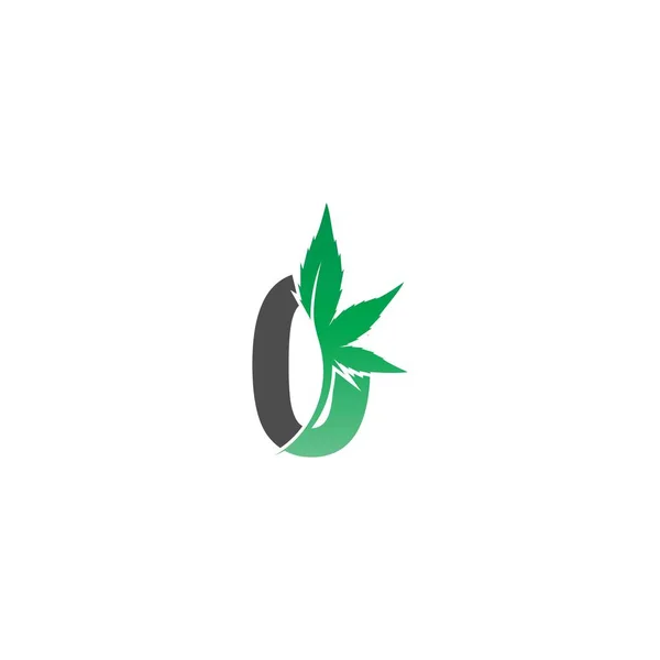 Kenevir Yaprağı Tasarım Vektörü Illüstrasyonlu Sıfır Numaralı Logo Simgesi — Stok Vektör