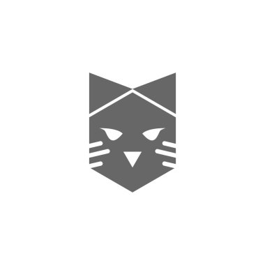 Kedi simgesi logo tasarımı illüstrasyon vektör şablonu