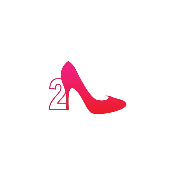 Kadın Ayakkabılı Numara Yüksek Topuklu Logo Ikonu Tasarım Şablonu — Stok Vektör
