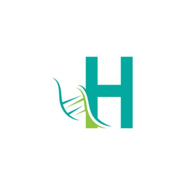 H harfi şablon tasarım illüstrasyonlu DNA simgesi logosu