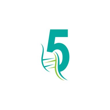 5 numaralı şablon tasarım illüstrasyonlu DNA simgesi logosu