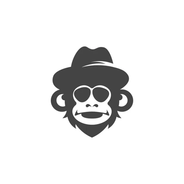 Maymun Logosu Resimleme Vektörü Düz Tasarım Şablonu — Stok Vektör