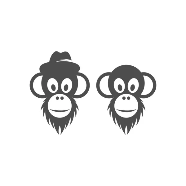 Maymun Logosu Resimleme Vektörü Düz Tasarım Şablonu — Stok Vektör