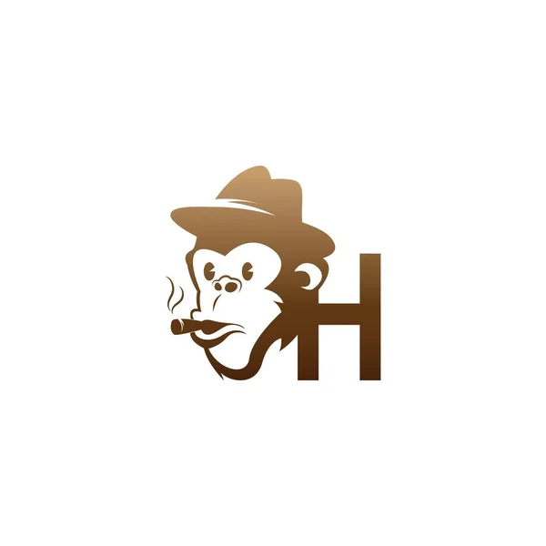 Monkey Huvud Ikon Logotyp Med Bokstaven Mall Design Illustration — Stock vektor