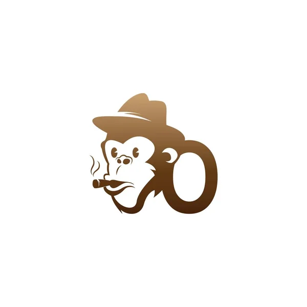 Monkey Huvud Ikon Logotyp Med Bokstaven Mall Design Illustration — Stock vektor