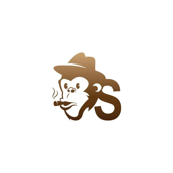 Monkey Huvud Ikon Logotyp Med Bokstaven Mall Design Illustration — Stock vektor