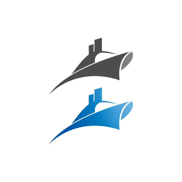 Gemi Logo Simgesi Tasarımı Şablon Çizimi — Stok Vektör