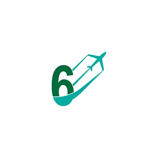 Nomor Dengan Logo Pesawat Ikon Desain Vektor Ilustrasi - Stok Vektor