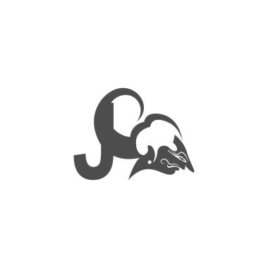 Harf logo tasarım vektörlü Cava kukla simgesi