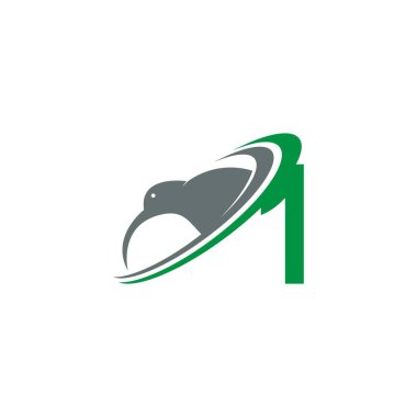 Kivi kuş logo simgesi tasarım vektörü illüstrasyonlu bir numara