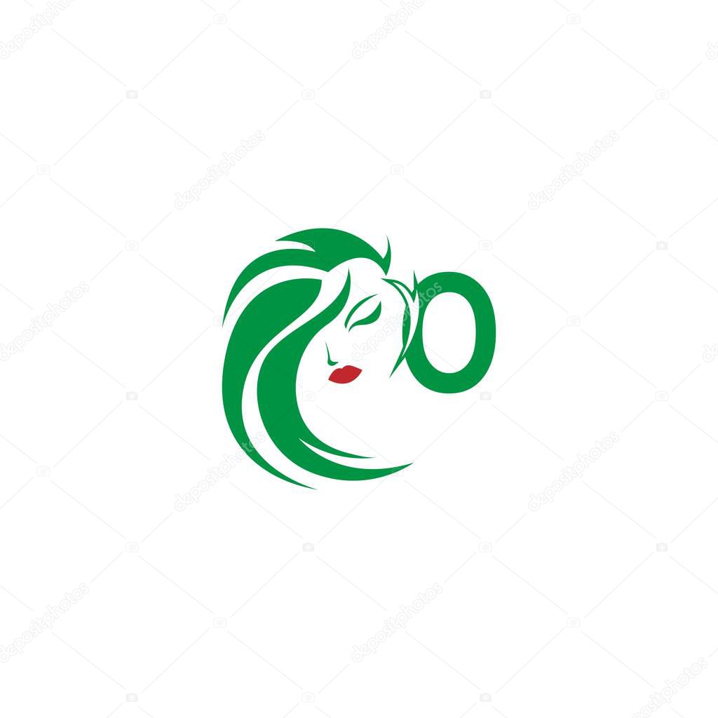 Letter O with woman face logo icon design vector illustration