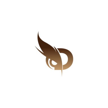 D harfi logo simgesi ve baykuş gözü simgesi tasarım vektörü çizimi