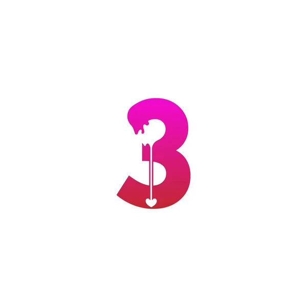 Numero Logo Icona Con Fusione Amore Simbolo Modello Vettoriale — Vettoriale Stock
