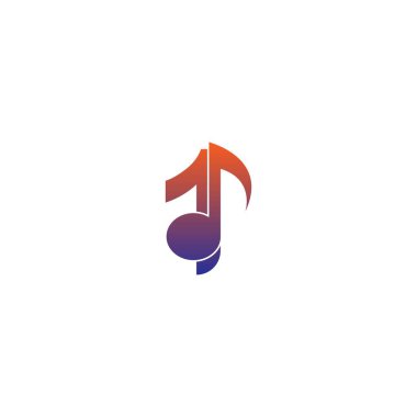 Müzikal nota tasarım şablonu taşıyıcısı olan bir numaralı logo simgesi