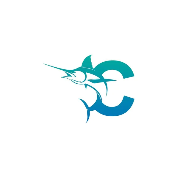 Buchstabe Logo Symbol Mit Fisch Design Symbol Vorlagenvektor — Stockvektor