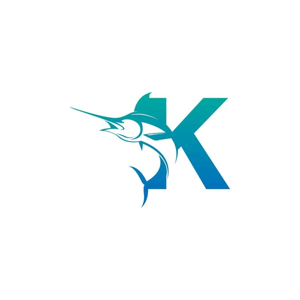 魚のデザイン記号テンプレートベクトルと文字Kのロゴアイコン — ストックベクタ