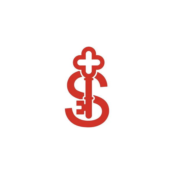 キーアイコンデザインシンボルテンプレートベクトル付き文字Sロゴアイコン — ストックベクタ